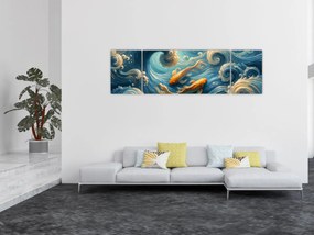 Obraz - Złote rybki (170x50 cm)