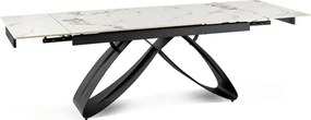 Stół Rozkładany Prostokątny LUIGI 160-240 cm Ceramiczny Biały Marmur/Czarny do Jadalni Nowoczesny
