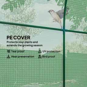 Outsunny Szklarnia przenośna z ramą stalową i pokrywą plastikową, Kolor Zielony