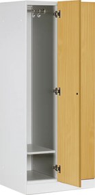 Szafa ubraniowa S1 obniżona 2-drzwiowa, 1500 x 600 x 500 mm, zamek mechaniczny z kodem, drzwi laminowane, buk