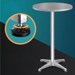 Casaria Regulowany aluminiowy stół barowy NERO Ø60 cm, srebrny