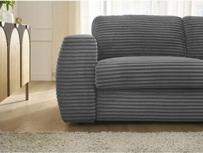 Ciemnoszara sztruksowa rozkładana sofa do spania 220 cm Hugo – Bobochic Paris
