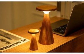 Lampa stołowa LED w ciemnym naturalnym kolorze z drewnianym kloszem (wysokość 14 cm) Sylva – Gingko