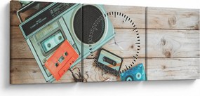Obraz - Radio retro (z zegarem) (90x30 cm)