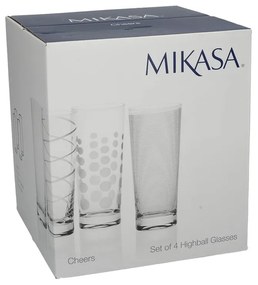 Zestaw 4 wysokich szklanek Mikasa Cheers, 550 ml