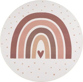 Dywan dziecięcy Coco Tęcza beżowa na kremowym tle koło 200 cm x 200 cm
