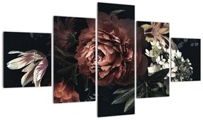 Obraz - Ciemne kwiaty (125x70 cm)