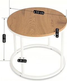 Stolik Kawowy ANN 53 cm Dąb/Biały Skandynawski