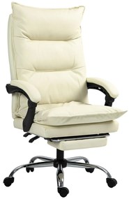 Vinsetto Fotel biurowy żółty skóra ekologiczna regulowana wysokość z podnóżkiem do 135 kg metalowa podstawa | Aosom PL