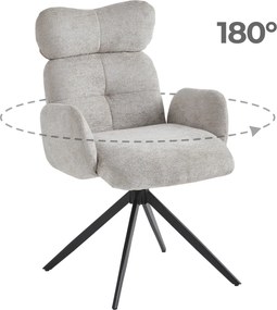 Krzesło Tapicerowane Obrotowe ALVARO Szare Boucle Nowoczesne