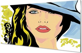 Szklany Panel Portret Kobiety w Kapeluszu