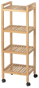 Regał łazienkowy na kółkach NORWAY z czterema półkami, drewno orzechowe, WENKO
