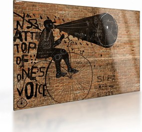 Obraz na szkle - Mężczyzna na rowerze w stylu Banksy (70x50 cm)