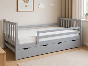Łóżko 90x200 drewniane młodzieżowe Tina z szufladami, kolor szary