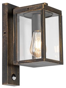 Zewnetrzna Lampa ścienna zewnętrzna antyczne złoto z czujnikiem ruchu IP44 - CharloisPrzemysłowy Oswietlenie zewnetrzne
