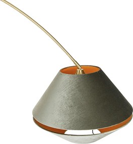 Mosiężna lampa łukowa z białym i podwójnym aksamitnym abażurem zielonym - XXL