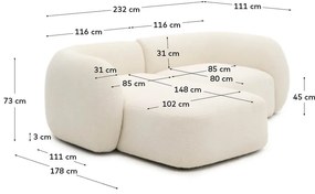 Kremowy narożnik z tkaniny szenilowej (lewostronny/z szezlongiem) Martina – Kave Home