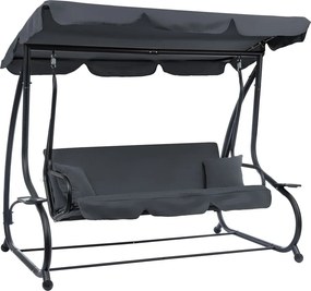 HUŚTAWKA OGRODOWA Z DASZKIEM TRZYOSOBOWA PEGI ANTRACYT