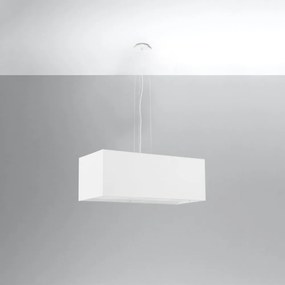 Biała lampa wisząca z tekstylno-szklanym kloszem Gryfin Bis – Nice Lamps