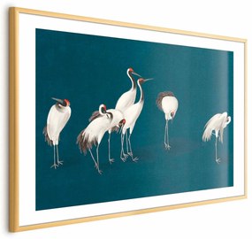 Plakat Wieczór nad stawem 60x40 cm z ramą złotą z marginesem ARTGEIST B