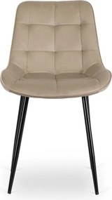 Zestaw Stół Rozkładany SKUBI 120-160 cm Dąb Craft/Czarny i 4 Krzesła Tapicerowane CHRIS Beżowe Nowoczesne