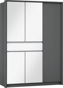Szafa Przesuwna RUMBLE 151 cm z Lustrem Szafa Dwudrzwiowa Grafit