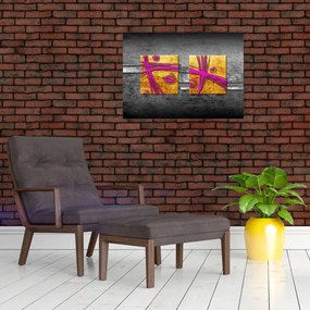Obraz kolorowych kwadratów na czarnym tle (70x50 cm)