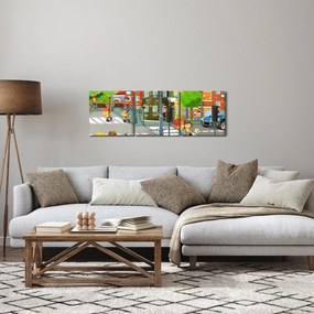 Obraz - Dziecięce miasteczko (z zegarem) (90x30 cm)