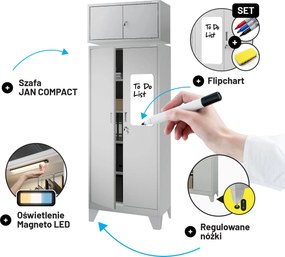 Nadstawka na szafę EWA Compact 800 x 380 x 400 mm, szara