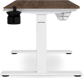 Biurko elektryczne z regulacją wysokości ergonomiczne białe/orzech,1200x600 mm: ARIA