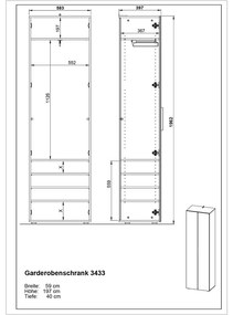 Szafa szara 59x197 cm Genova – Germania