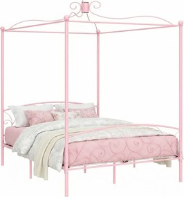 Różowe metalowe łóżko rustykalne 120x200 cm F7-G78