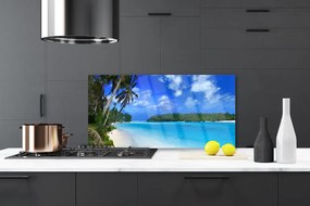 Szkło do Kuchni na Ścianę Egzotyczna Plaża Pod Palmami