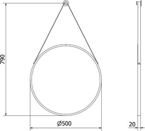 Mexen String lustro łazienkowe okragłe 50 cm, rama czarna - 9854-050-050-000-70