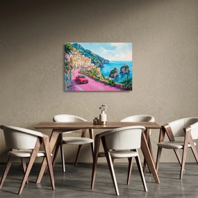 Obraz na szkle - Różowa droga przy wybrzeżu (70x50 cm)