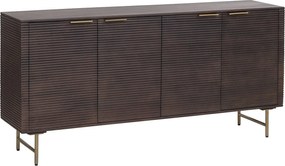 Kredens z 4 drzwiami z drewna mango i złotego metalu - Ciemny naturalny - SORDANA od Maison Céphy