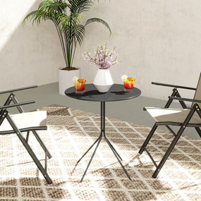 Outsunny Stół ogrodowy Ø60 x 71 cm, Odporny na warunki atmosferyczne balkonowy stół ze stali, Okrągły stolik pomocniczy czarny