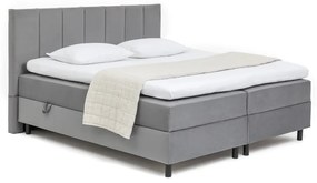 Szare łóżko kontynentalne ze schowkiem 160x200 cm Elva Bold Line – Bonami Selection