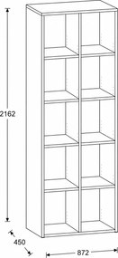 Regał FRAME, wysoki, 2 kolumny, 2162 x 872 x 450 mm, szary