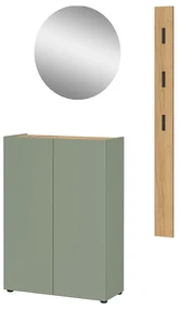 Jasnozielony zestaw do przedpokoju w dekorze dębu 104x200x33 cm Alviano – Germania