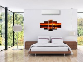 Obraz - Rybacy na jeziorze (125x70 cm)