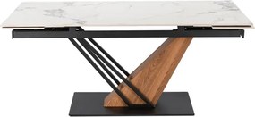 Stół Rozkładany Prostokątny REX 2 180-240 cm Ceramiczny Biały Marmur/Czarny do Jadalni Nowoczesny Loft
