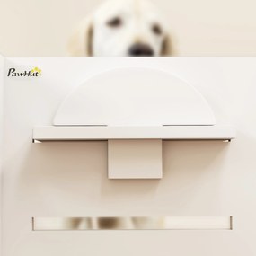 PawHut Stelaż na miskę dla psów, regulowane miski z oddzielnym designem, 2 miski ze stali nierdzewnej, mata przeciw połykaniu, Biały