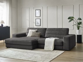 Antracytowy aksamitny narożnik (lewostronny/z szezlongiem) Sierra – Bobochic Paris