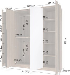 Szafa Flaro 223 cm z oświetleniem - dąb dunin