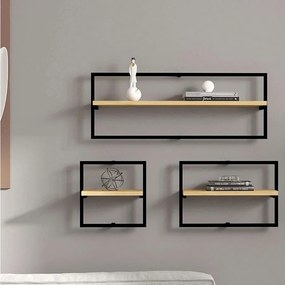 Nowoczesna półka ścienna – 3 poziomy – dąb szafirowy – płyta wiórowa pokryta melaminą w 100%