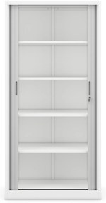 Metalowa szafa biurowa na akta z roletą DAMIAN, 900 x 1850 x 450 mm, biało-szara