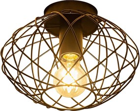 NETTLIFE Czarna lampa sufitowa w kształcie klatki, vintage'owy reflektor sufitowy E27, oprawka metalowa