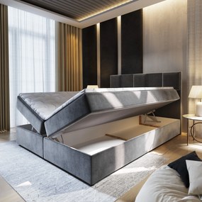 Masseno Łóżko kontynentalne PRATA z pojemnikiem na pościel 140x200 cm - Niebieski, KRONOS 09