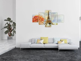 Malowany obraz Wieży Eiffla (125x70 cm)
